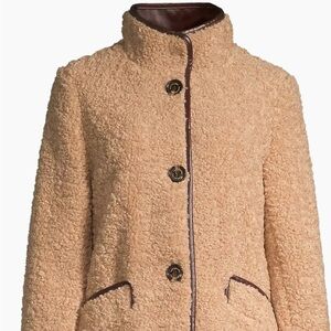 Sam Edelman faux shearling faux leather trim coat size small MSR $220